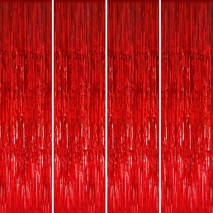GOER 3.2 ft x 8.2 ft Metallic Tinsel Foil Fringe Curtains Party Photo Backdrop by GOER