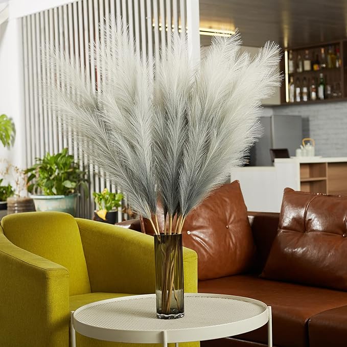 Faux Pampas Grass Decor, 6 Stems Artificial Pampas Grass - Image 5