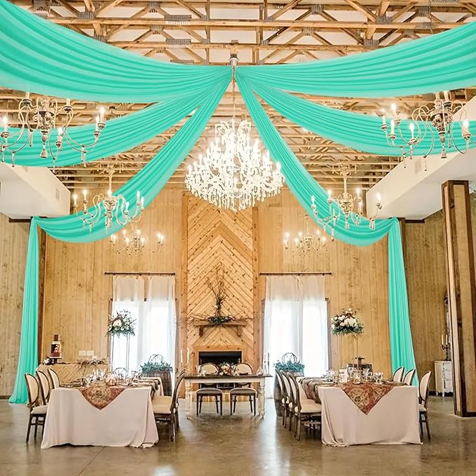 DUOBAO 5FTx20FT Mint Chiffon Ceiling Drapes | Elegant Wedding Backdrop | 6 - Image 4
