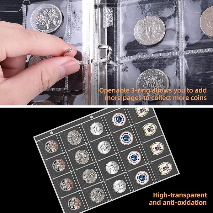 Coin Collection Book for Collector, 260 Pockets Fireproof Coin Collection - Image 5