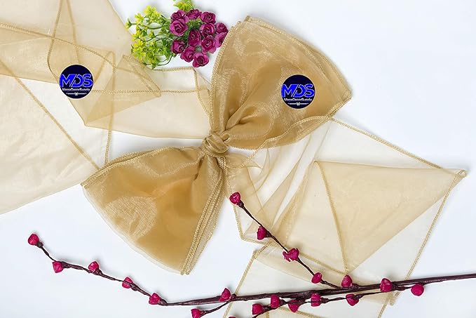 MDS Pack of 125 PCS Organza Chair Sashes Wider Dining Chair Bows Ribbon Tie Back - Image 7