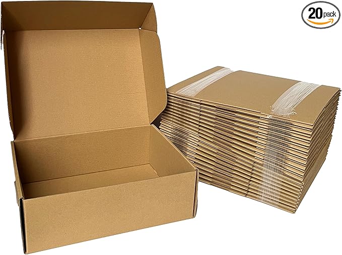 12x9x4 Small Shipping Boxes Set of 20 Brown Corrugated Cardboard Mailer Boxes by easycustomerlee