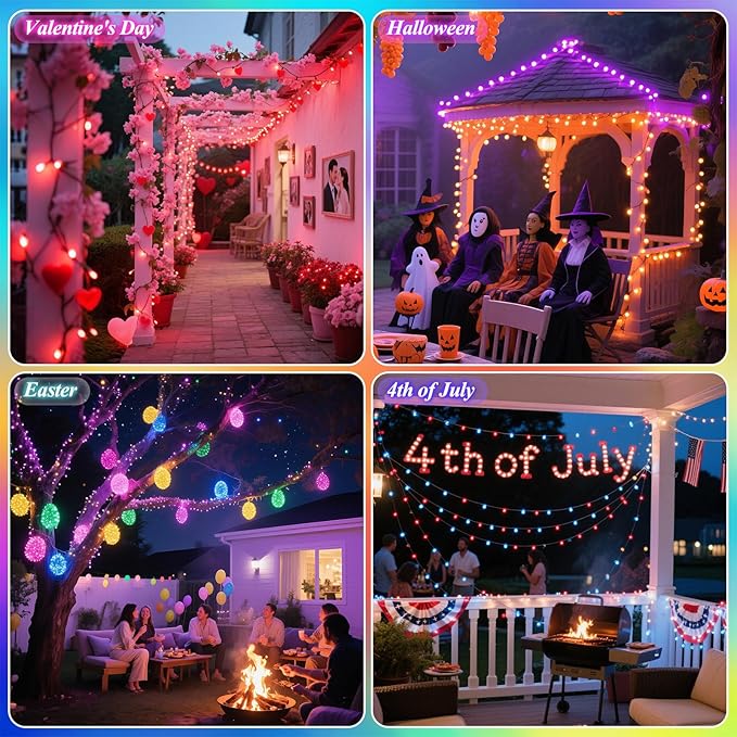 35 Colors Changing Christmas Lights, 98FT 300 LED String Lights Green Wire - Image 2