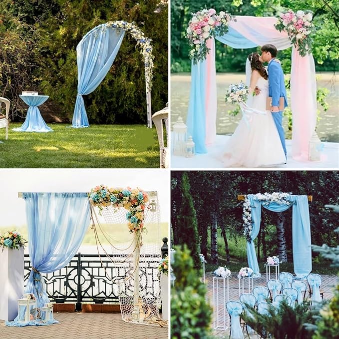 8 Panels Wedding Arch Draping Fabric 28"x20Ft Wedding Arch Drapes Chiffon - Image 9