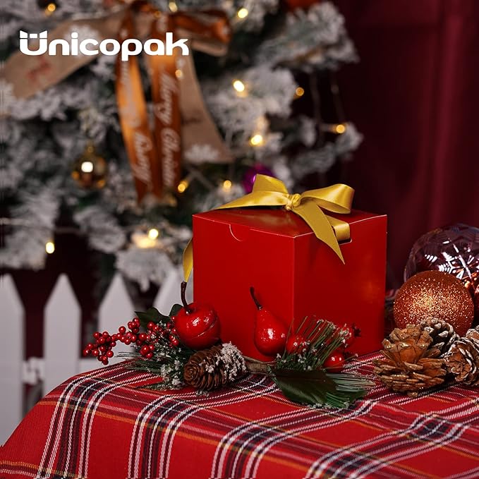 UnicoPak 4x4x4 Christmas Red Gift Boxes 50 Pcs, Holiday Gift Boxes Small Gift - Image 5