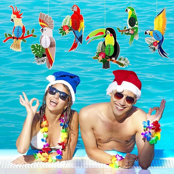 6 Pieces Tropical Birds Honeycomb Cutouts, Large Parrot Hanging Decor Parrot - Image 7
