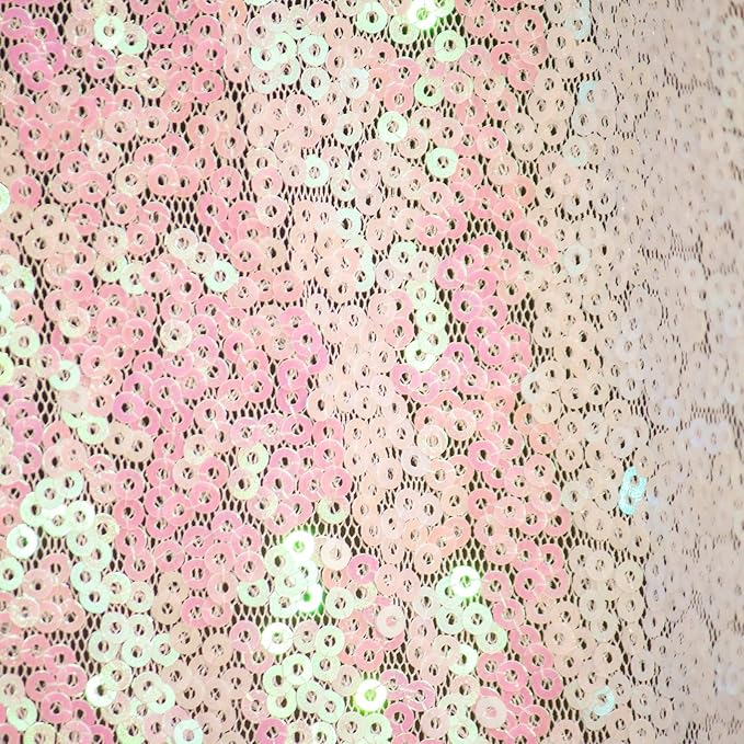 JYFLZQ White Iridescent Sequin Backdrop Curtains 2ft x 8ft 4 Panel Glitter - Image 3