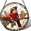 Stained Glass Window Hanging, Birds on a Branch Cardinal Sun Catchers Diamond by DASTOLL