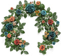 Ling's Moment 5FT Teal Blue Artificial Flower Garland Burnt Orange Rose by LingsMoment