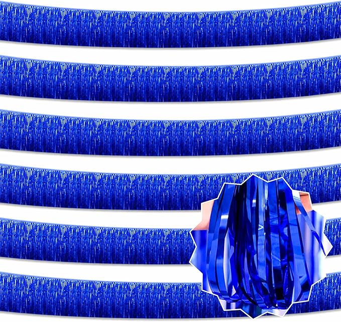 6 Pack 10 Ft Blue Foil Fringe Garland Metallic Streamers Tinsel Banner Wall by LANTIANCHEN