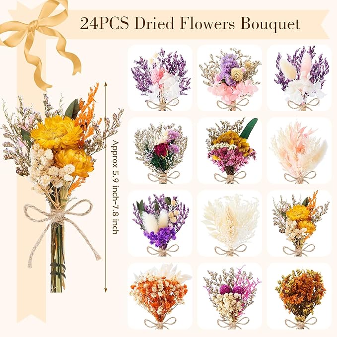 12/24 PCS Charming Dried Flowers Bouquet - Image 2