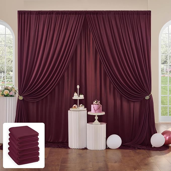 30 ft x 10 ft Wrinkle Free Maroon Backdrop Curtain by Outpain