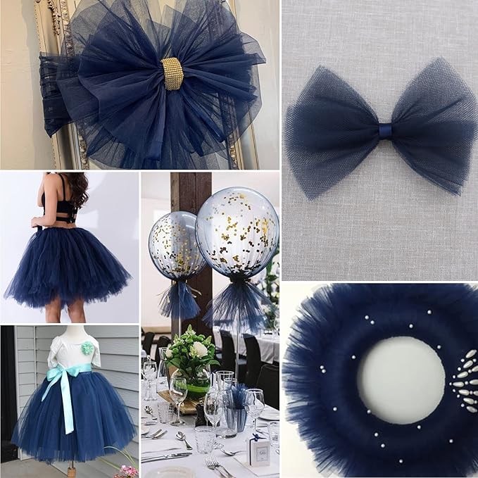 Navy Blue Tulle Fabric Rolls 6 Inch by 200 Yards Fabric Spool Tulle Ribbon - Image 5