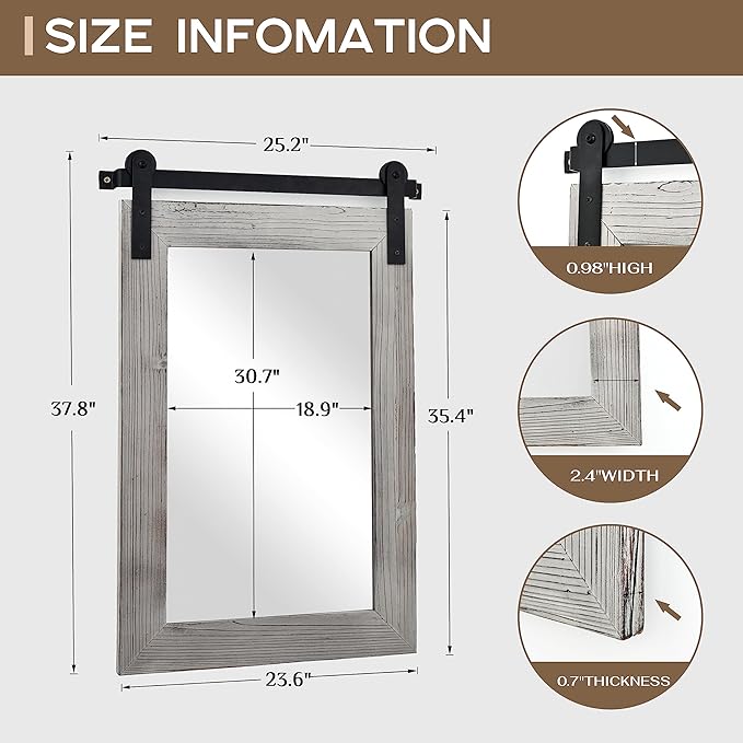 COGOOD Farmhouse Barn Door Mirror - Image 5