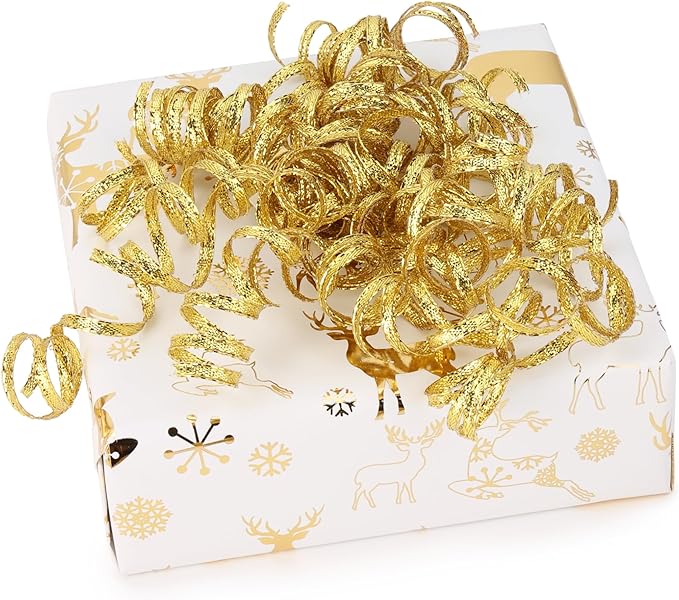 6" Metallic Gold Christmas Curly Ribbon Bows - Image 5