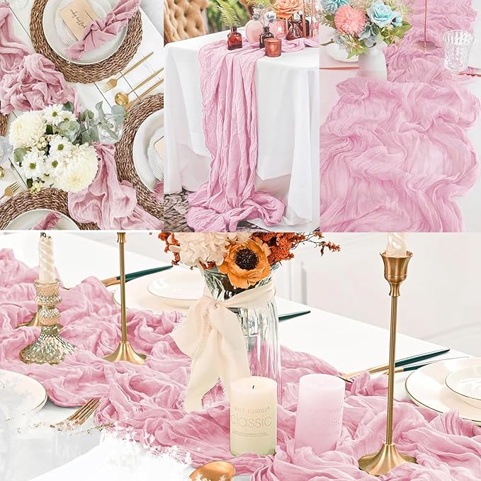 Light Pink Cheesecloth Table Runner 12 Pack 10FT Rustic Gauze Fabric Cheese - Image 6