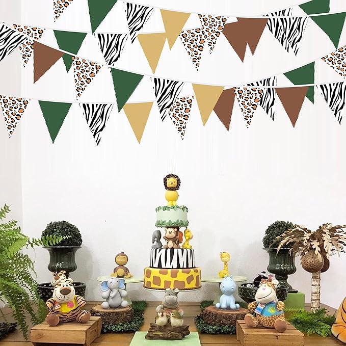 32Ft Jungle Safari Party Decorations Sage Green Brown Wild Animal Leopard Zebra - Image 5