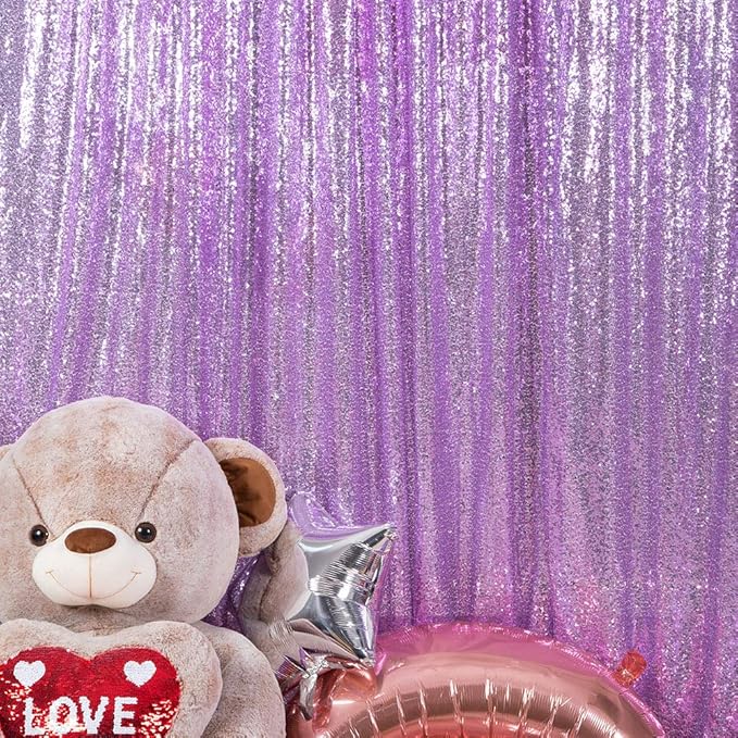 JYFLZQ Lavender Sequin Backdrop Curtains 8ft x 8ft 1 Panel Glitter Photo Booth by JYFLZQ