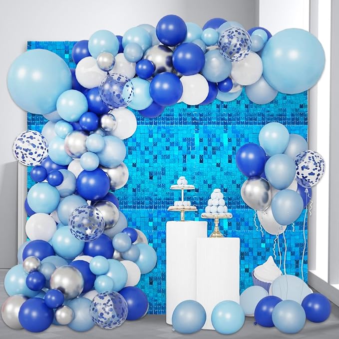 24PCS Lake Blue Shimmer Wall Backdrop, Laser Square Sequin Photo Backdrops Panel - Image 5