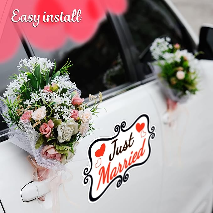 Just Married Car Decorations, 12x8 Magnet Decals - Image 5
