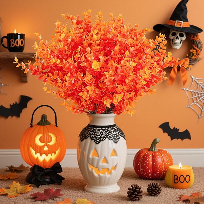 AmyHomie 20 Bundles Orange Fall Decor Artificial Flowers - Image 2