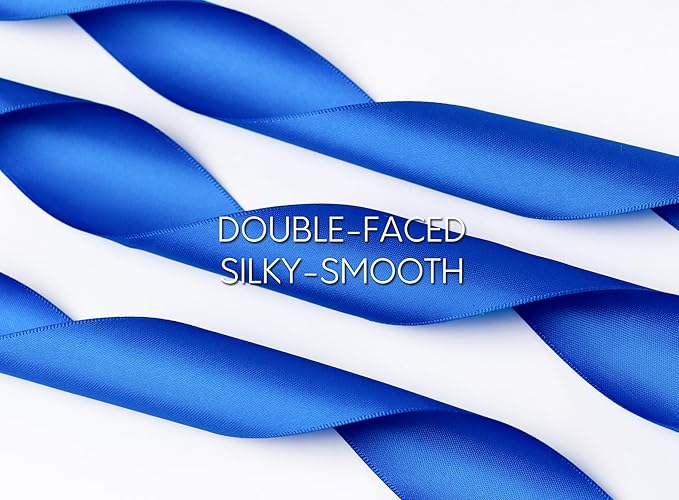 Royal Blue Satin Ribbon 1-1/2 Inch x 50 Yards Double-Faced Ribbons - Image 3
