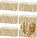 6 Pack 29x108 Inch Champagne Gold Wave Foil Fringe Table Skirts Metallic Banner by Mebiornt