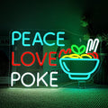 Looklight Peace Love Poke Ramen Neon Sign, Noodles Led Lights Neon Lights by LooklightNeonSign