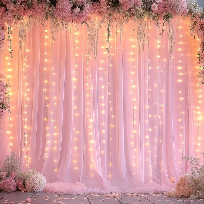 Sheer Backdrop Curtains with Lights String - Image 7