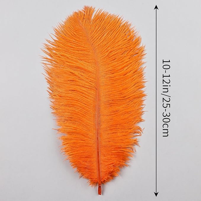 THARAHT Orange Ostrich Feathers 24pcs Natural Bulk 10-12Inch 25cm-30cm - Image 3