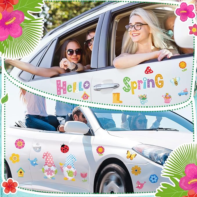 25 Pcs Hello Spring Magnet Car Decorations Colorful Waterproof Flowers - Image 6