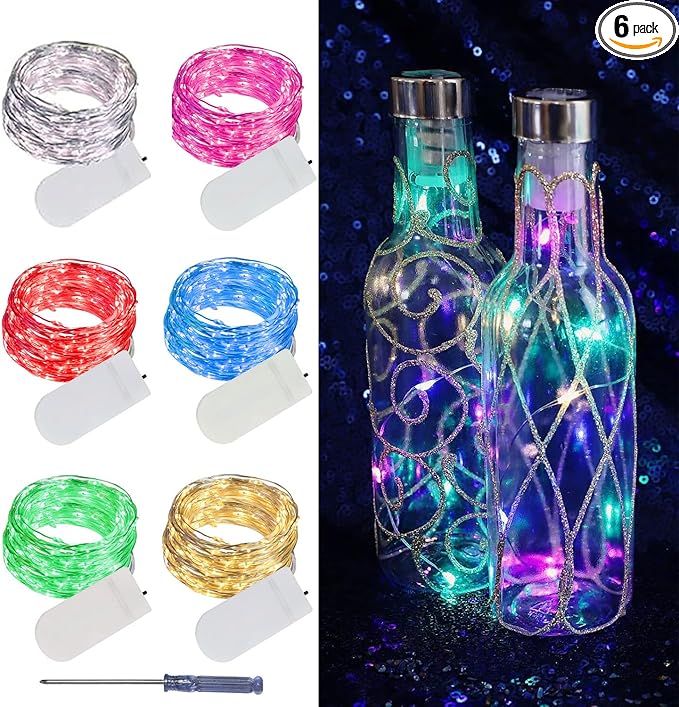 LAMPHOME 6 Pack Fairy Lights Battery Operated String Lights 6.6ft 20 Led Mason by ULL