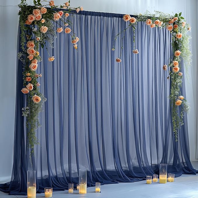 10ft X 10ft Navy Blue Tulle Backdrop Curtain by Partisky