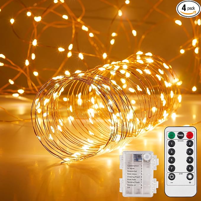 4 Pack 65.6 Ft. Battery Operated Outdoor String Lights by Ariceleo