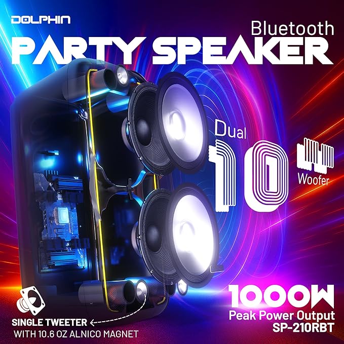 Dolphin 1000W Karaoke Party Speaker - Image 3