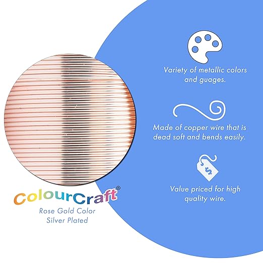 Beadalon ColourCraft Wire, 16 Gauge, Rose Gold Color Silver Plated, 8 yd Spool - Image 3