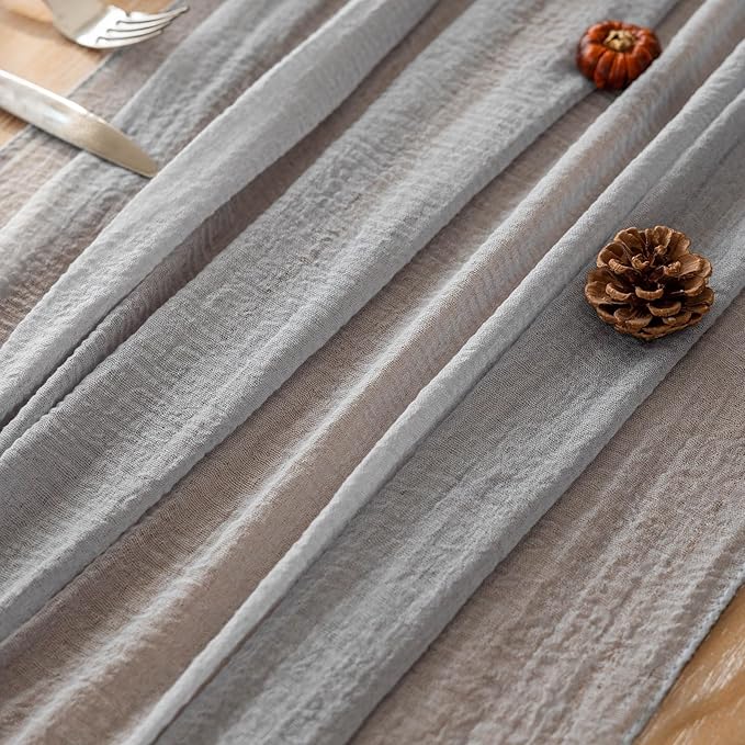 Cheesecloth Table Runner Dusty Blue Gauze Rustic Cheese Cloth Table Runner 120 - Image 2
