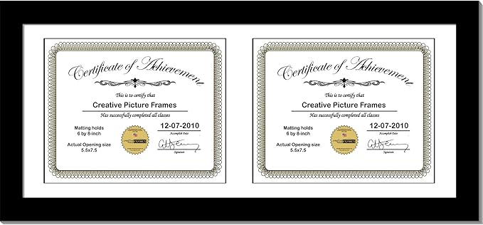 Creative Picture Frames 8X18Bk-W Black Horizontal Double Diploma Frame by CreativePictureFrames