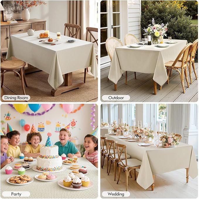 MIULEE Natural Linen Cottton Table Cloth Rectangle Tablecloth Waterproof - Image 6