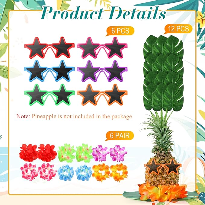 6 Sets Hawaiian Table Centerpieces Pineapple Luau Party Table Decorations - Image 3