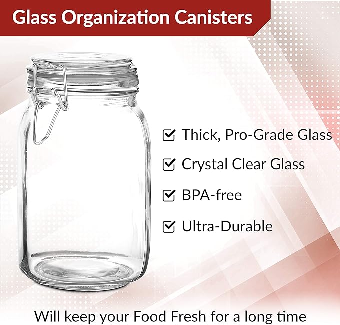 Set of 2 Large Glass Mason Jar - Image 4