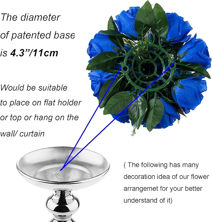 BLOSMON Royal Blue Flowers for Decoration: 10 Pcs Fake Roses Kissing Balls for - Image 5
