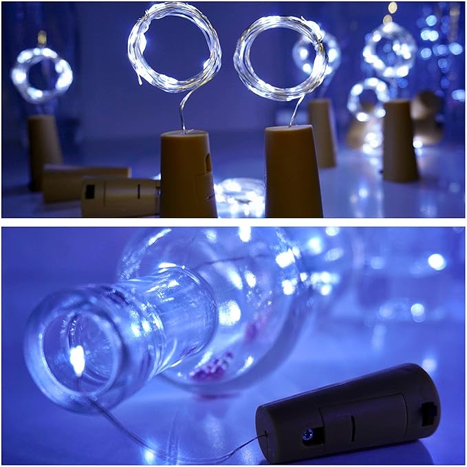 Wine Bottle Lights with Cork 15Pack 10 LED 40 Inches Battery Operated Silver - Image 8