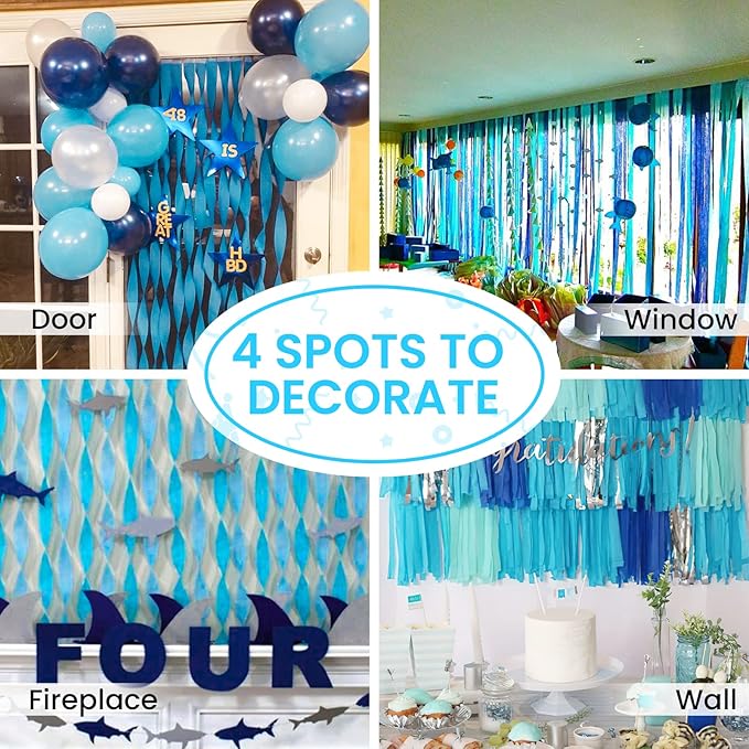 PartyWoo Crepe Paper Streamers 4 Rolls 328ft, Pack of Light Blue Crepe Paper - Image 5