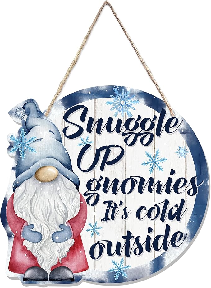 CGBHW Winter Snowflake Snowman Gnome Wooden Sign, Winter Wreath Christmas by CGBHW