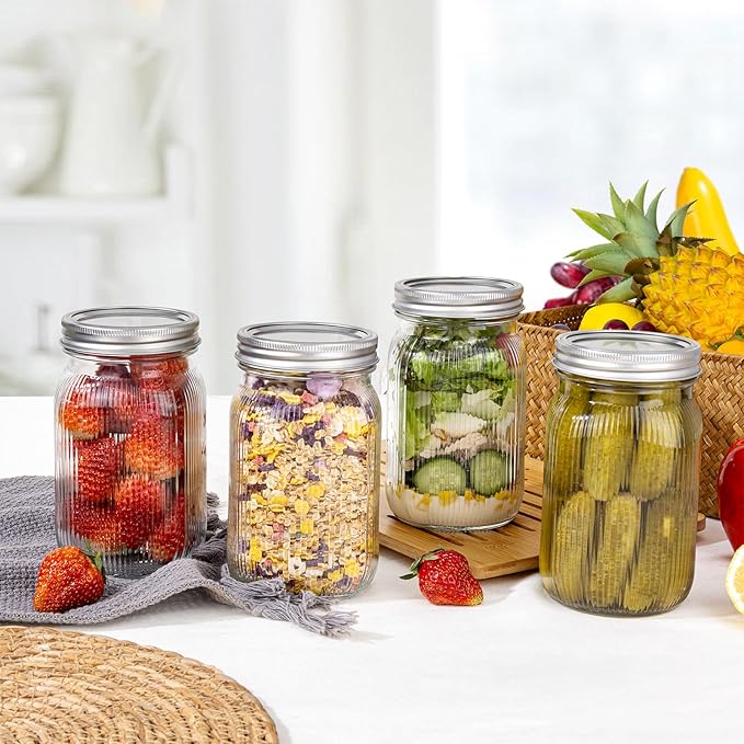 MirthMood 32 OZ Wide Mouth Mason Jars, 6 PACK Glass Mason Jars - Image 6