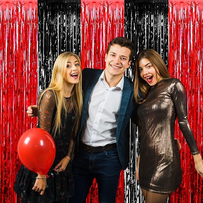 4 Pack Foil Fringe Curtain Backdrop, 3.28Ft x 8.2Ft Metallic Tinsel Foil Fringe - Image 7