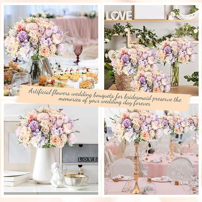 Tigeen Artificial Flowers Artificial Peonies Silk Flowers Faux Peony Fake Peony - Image 6