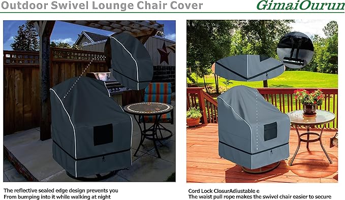 Outdoor Swivel Lounge Chair Cover 4 Pack, Waterproof Heavy Duty - Image 6