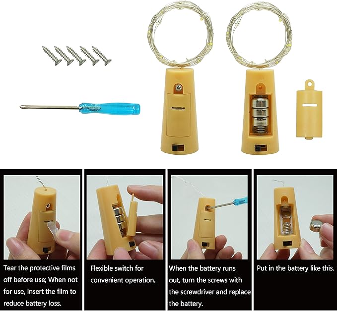 20 LED Wine Bottle Lights with Cork, 15 Pack Battery Operated Cork Shape Fairy - Image 4